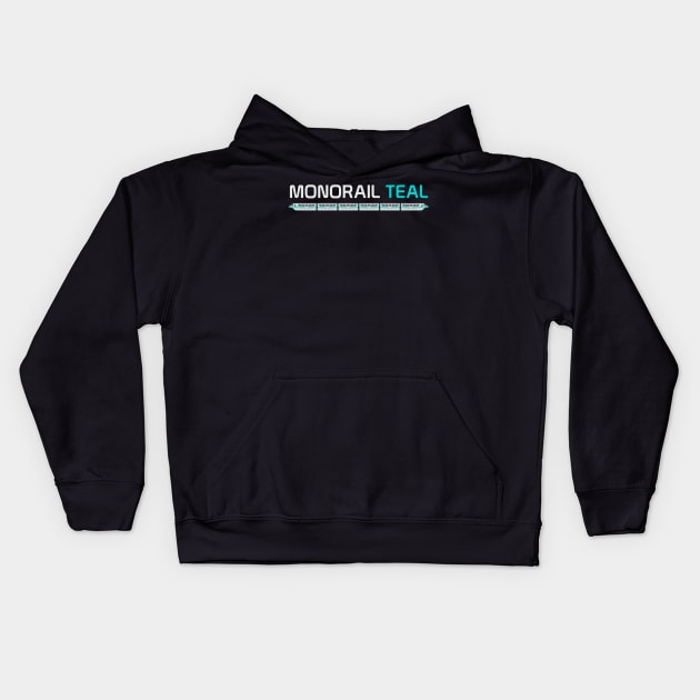 Monorail Teal Kids Hoodie by Tomorrowland Arcade